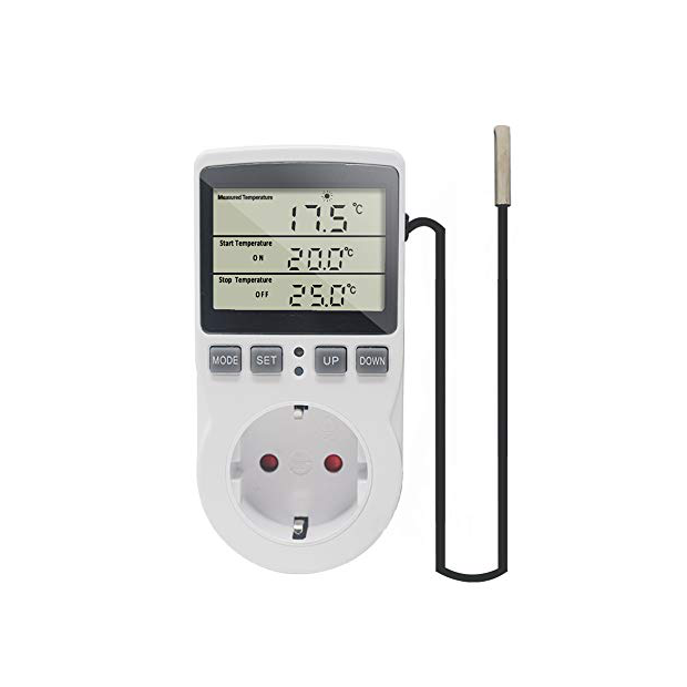 Termostato Enchufe Inteligente,Etersky Controlador de Temperatura Digital con Sonda,con Enchufe Calefaccion Refrigeracion para Acurarios Reptiles 